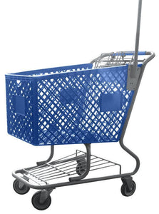 Blue Plastic Shopping Cart With Anti-Theft Pole