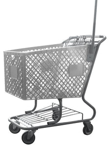 Light Gray Plastic Shopping Cart With Anti-Theft Pole