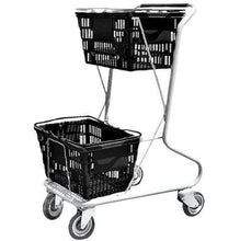 Load image into Gallery viewer, Black Plastic Double Basket Express Convenience Shopping Cart
