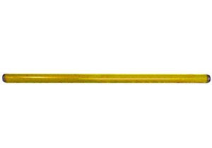 Americana/Unarco New Style 22” long, 1” round yellow plastic shopping cart handle with printing