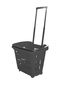 Black Plastic Rolling Hand Basket With Carrying Handle