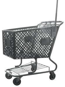 Dark Gray Plastic Shopping Cart With Anti-Theft Pole