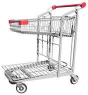 Metal Wire Garden Center Cart With Folding Basket & Red Handle & Bumpers