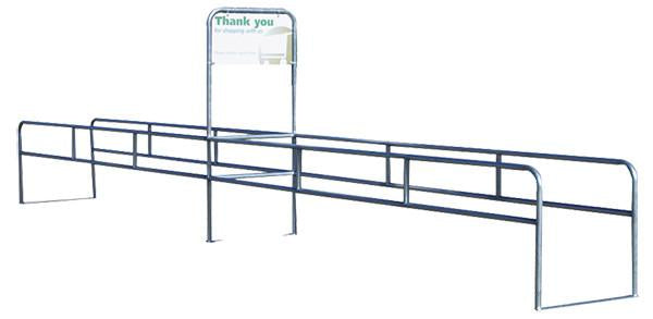 Two-Way Single Cart Corral With Thank You Sign