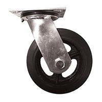 6" x 2" Mold on Rubber Wheel Swivel Caster Assembly