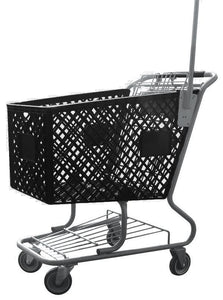 Black Plastic Shopping Cart With Anti-Theft Pole