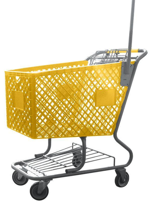 Yellow Plastic Shopping Cart With Anti-Theft Pole