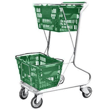 Load image into Gallery viewer, Green Plastic Double Basket Express Convenience Shopping Cart
