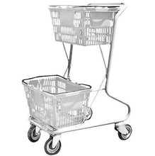 Load image into Gallery viewer, Light Gray Plastic Double Basket Express Convenience Shopping Cart
