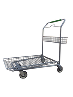 Metal Wire Garden Center Cart With Green Handle & Rear Basket