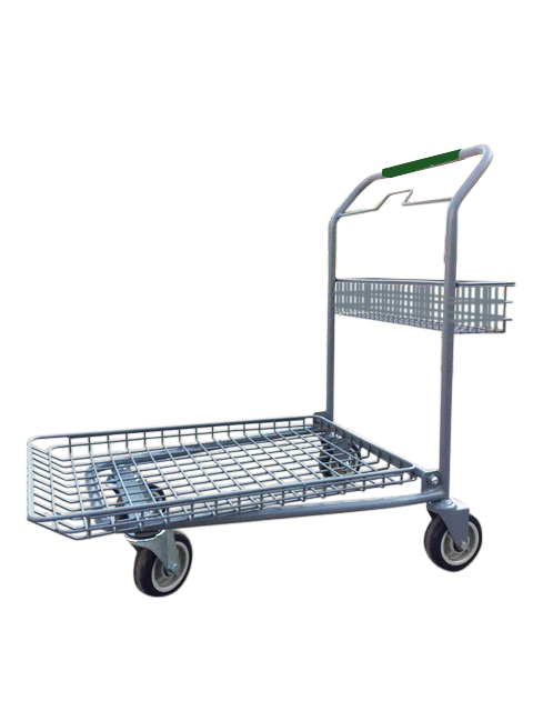 Garden Center Cart With Rear Basket, Green Handle, & Heavy Duty 6