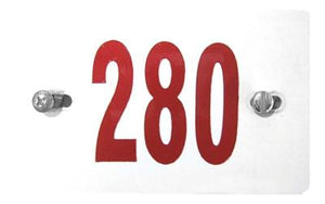 White License Plate With Red Numbers and Hardware For Shopping Carts