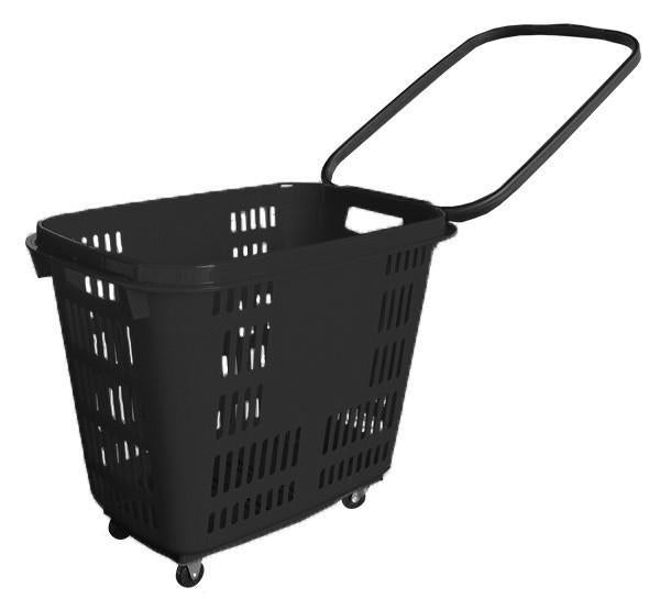 Black Plastic Rolling Hand Basket