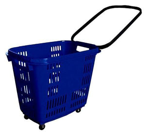 Blue Plastic Rolling Hand Basket