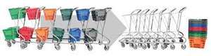 Plastic Double Basket Express Convenience Shopping Carts With Removable Baskets
